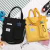 Harajuku Canvas Backpack for Women – Korean Style School Bag with Pockets