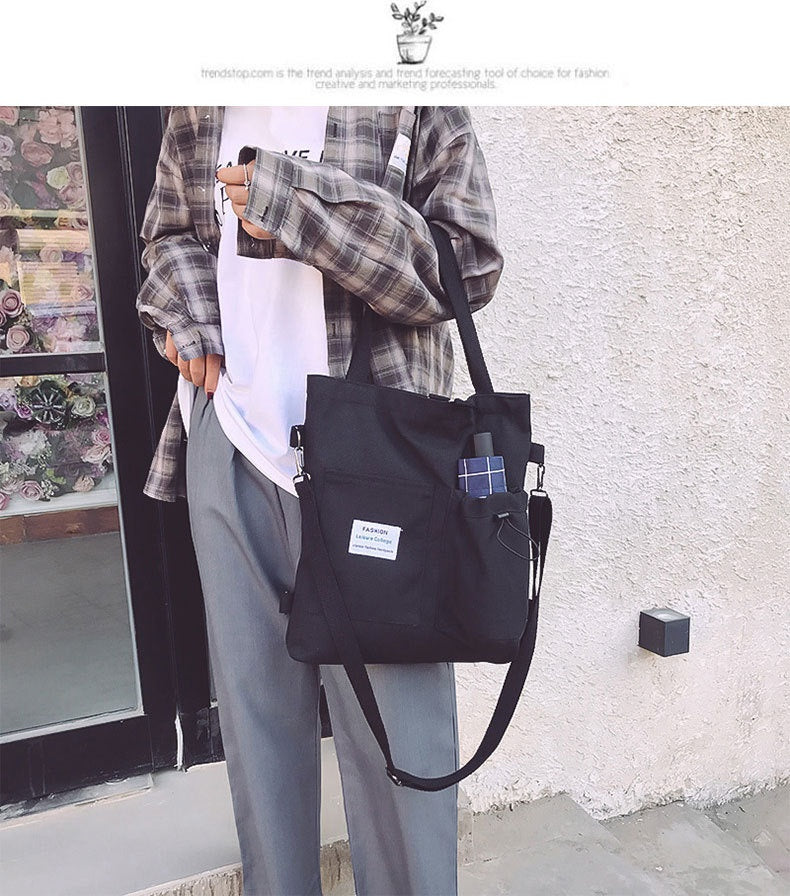 Harajuku Canvas Backpack for Women – Korean Style School Bag with Pockets