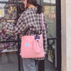 Harajuku Canvas Backpack for Women – Korean Style School Bag with Pockets