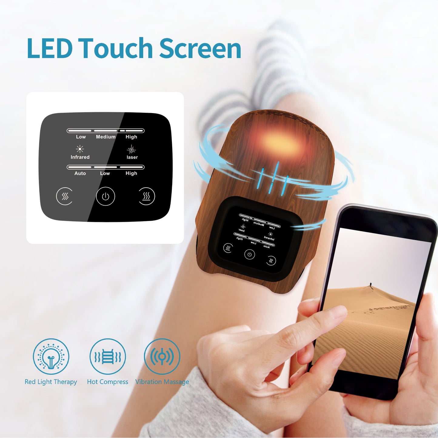 Smart Heated Knee Massager with Vibration & Rechargeable Design